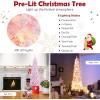 imagePreLit Pencil Christmas Tree Artificial Tree with Snow Flocked Branches Warm White LED 8 Lighting Modes Holiday Decoration for Indoor Home Office WhitePink