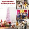 imagePreLit Pencil Christmas Tree Artificial Tree with Snow Flocked Branches Warm White LED 8 Lighting Modes Holiday Decoration for Indoor Home Office WhitePink