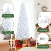 imagePreLit Pencil Christmas Tree Artificial Tree with Snow Flocked Branches Warm White LED 8 Lighting Modes Holiday Decoration for Indoor Home Office WhiteWhite