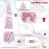 imagePreLit Pencil Christmas Tree Artificial Tree with Snow Flocked Branches Warm White LED 8 Lighting Modes Holiday Decoration for Indoor Home Office WhitePink