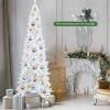 imagePreLit Pencil Christmas Tree Artificial Tree with Snow Flocked Branches Warm White LED 8 Lighting Modes Holiday Decoration for Indoor Home Office WhiteWhite