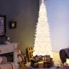 imagePreLit Pencil Christmas Tree Artificial Tree with Snow Flocked Branches Warm White LED 8 Lighting Modes Holiday Decoration for Indoor Home Office WhiteWhite