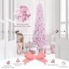 imagePreLit Pencil Christmas Tree Artificial Tree with Snow Flocked Branches Warm White LED 8 Lighting Modes Holiday Decoration for Indoor Home Office WhitePink