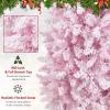 imagePreLit Pencil Christmas Tree Artificial Tree with Snow Flocked Branches Warm White LED 8 Lighting Modes Holiday Decoration for Indoor Home Office WhitePink
