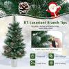 imageTabletop Artificial Christmas Tree PreLit Mini Xmas Tree with 20 Warm White LED Lights 8 Modes Flocked PVC Pine Needles with White Berries Holiday Decoration for Home GreenGreen