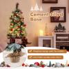 imageTabletop Artificial Christmas Tree PreLit Mini Xmas Tree with 20 Warm White LED Lights 8 Modes Flocked PVC Pine Needles with White Berries Holiday Decoration for Home GreenSnow Flocked