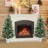 imageTabletop Artificial Christmas Tree PreLit Mini Xmas Tree with 20 Warm White LED Lights 8 Modes Flocked PVC Pine Needles with White Berries Holiday Decoration for Home GreenGreen