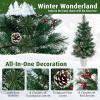 imageTabletop Artificial Christmas Tree PreLit Mini Xmas Tree with 20 Warm White LED Lights 8 Modes Flocked PVC Pine Needles with White Berries Holiday Decoration for Home GreenGreen