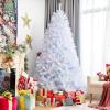 image8ft Artificial Christmas Tree Iridescent Glittery Tree with Hinged Sections and Folding Stand Realistic Holiday Decoration for Home OfficeWhite 8ft7ft