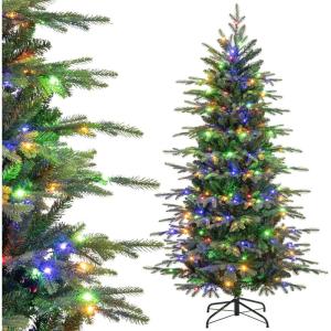 image6FT PreLit Artificial Christmas Tree Green Hinged Xmas Tree with Warm White LED Lights 11 Modes ampamp Remote Control Holiday Decoration Tree for Party Office Home 6ft6ft