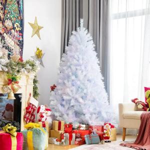 image8ft Artificial Christmas Tree Iridescent Glittery Tree with Hinged Sections and Folding Stand Realistic Holiday Decoration for Home OfficeWhite 8ft6ft