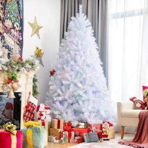 image8ft Artificial Christmas Tree Iridescent Glittery Tree with Hinged Sections and Folding Stand Realistic Holiday Decoration for Home OfficeWhite 8ft7ft