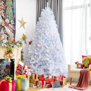 image8ft Artificial Christmas Tree Iridescent Glittery Tree with Hinged Sections and Folding Stand Realistic Holiday Decoration for Home OfficeWhite 8ft8ft