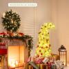 imageFlocked Christmas Tree Prelit Artificial Tree with Warm White LEDs Bendable Top Whimsical Xmas Decoration for Home Living Room Holiday Indoor Use 6ft5ft