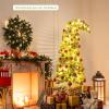 imageFlocked Christmas Tree Prelit Artificial Tree with Warm White LEDs Bendable Top Whimsical Xmas Decoration for Home Living Room Holiday Indoor Use 6ft6ft