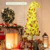 imageFlocked Christmas Tree Prelit Artificial Tree with Warm White LEDs Bendable Top Whimsical Xmas Decoration for Home Living Room Holiday Indoor Use 6ft7ft