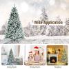 imagePreLit Snow Flocked Christmas Tree Artificial Hinged Tree with 250450650 Warm White LED Lights Xmas Tree for Indoor Home Office Party Decoration Green 7ft6ft