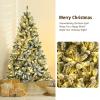 imagePreLit Snow Flocked Christmas Tree Artificial Hinged Tree with 250450650 Warm White LED Lights Xmas Tree for Indoor Home Office Party Decoration Green 7ft6ft
