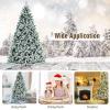 imagePreLit Snow Flocked Christmas Tree Artificial Hinged Tree with 250450650 Warm White LED Lights Xmas Tree for Indoor Home Office Party Decoration Green 7ft8ft