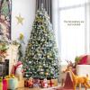 imagePreLit Snow Flocked Christmas Tree Artificial Hinged Tree with 250450650 Warm White LED Lights Xmas Tree for Indoor Home Office Party Decoration Green 7ft8ft