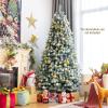 imagePreLit Snow Flocked Christmas Tree Artificial Hinged Tree with 250450650 Warm White LED Lights Xmas Tree for Indoor Home Office Party Decoration Green 7ft7ft