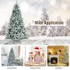 imagePreLit Snow Flocked Christmas Tree Artificial Hinged Tree with 250450650 Warm White LED Lights Xmas Tree for Indoor Home Office Party Decoration Green 7ft7ft