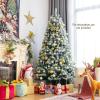 imagePreLit Snow Flocked Christmas Tree Artificial Hinged Tree with 250450650 Warm White LED Lights Xmas Tree for Indoor Home Office Party Decoration Green 7ft6ft