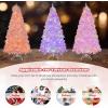 imagePrelit Artificial Christmas Tree Pink Snow Flocked Xmas Tree with MultiMode LED Lights Indoor Holiday Decoration for Home Office Party KidSafe 6ft6ft