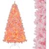 imagePrelit Artificial Christmas Tree Pink Snow Flocked Xmas Tree with MultiMode LED Lights Indoor Holiday Decoration for Home Office Party KidSafe 6ft6ft