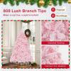 imagePrelit Artificial Christmas Tree Pink Snow Flocked Xmas Tree with MultiMode LED Lights Indoor Holiday Decoration for Home Office Party KidSafe 6ft6ft