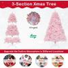 imagePrelit Artificial Christmas Tree Pink Snow Flocked Xmas Tree with MultiMode LED Lights Indoor Holiday Decoration for Home Office Party KidSafe 6ft7ft
