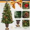 imagePrelit Artificial Christmas Tree Xmas Tree with Warm White LED Lights ampamp Festive Ornaments Indoor Outdoor Holiday Decoration for Home Office Shop Apartment FamilySafe 5ft4ft