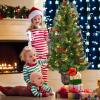 imagePrelit Artificial Christmas Tree Xmas Tree with Warm White LED Lights ampamp Festive Ornaments Indoor Outdoor Holiday Decoration for Home Office Shop Apartment FamilySafe 5ft5ft