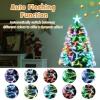 imagePrelit Fiber Optic Christmas Tree Artificial Xmas Tree with Auto Flashing Lights ampamp Folding Metal Stand Lighted Holiday Decoration for Home Office Party Green