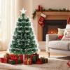 imagePrelit Fiber Optic Christmas Tree Artificial Xmas Tree with Auto Flashing Lights ampamp Folding Metal Stand Lighted Holiday Decoration for Home Office Party Green