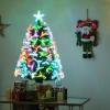 imagePrelit Fiber Optic Christmas Tree Artificial Xmas Tree with Auto Flashing Lights ampamp Folding Metal Stand Lighted Holiday Decoration for Home Office Party Green