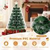 imagePrelit Fiber Optic Christmas Tree Artificial Xmas Tree with Auto Flashing Lights ampamp Folding Metal Stand Lighted Holiday Decoration for Home Office Party Green