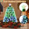 imagePrelit Fiber Optic Christmas Tree Artificial Xmas Tree with Auto Flashing Lights ampamp Folding Metal Stand Lighted Holiday Decoration for Home Office Party Green