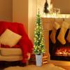 imageSet of 3 PreLit Potted Christmas Trees Artificial Pencil Christmas Tree Set 345Ft with Warm White LED Lights 9 Lighting Modes Timer Control Holiday decorationation Tree for Home Party
