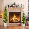 imageSet of 3 PreLit Potted Christmas Trees Artificial Pencil Christmas Tree Set 345Ft with Warm White LED Lights 9 Lighting Modes Timer Control Holiday decorationation Tree for Home Party