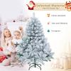 imageSnow Flocked PreLit Christmas Tree Artificial Xmas Tree with Warm White LED Lights and FlameRetardant PVC Festive Decoration for Home Office Party KidSafe