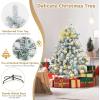 imageSnow Flocked PreLit Christmas Tree Artificial Xmas Tree with Warm White LED Lights and FlameRetardant PVC Festive Decoration for Home Office Party KidSafe