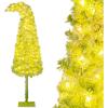 imageFlocked Christmas Tree Prelit Artificial Tree with Warm White LEDs Bendable Top Whimsical Xmas Decoration for Home Living Room Holiday Indoor Use 6ft7ft