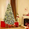 imagePreLit Snow Flocked Christmas Tree Artificial Hinged Tree with 250450650 Warm White LED Lights Xmas Tree for Indoor Home Office Party Decoration Green 7ft7ft