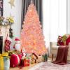 imagePrelit Artificial Christmas Tree Pink Snow Flocked Xmas Tree with MultiMode LED Lights Indoor Holiday Decoration for Home Office Party KidSafe 6ft6ft