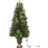 imagePrelit Artificial Christmas Tree Xmas Tree with Warm White LED Lights ampamp Festive Ornaments Indoor Outdoor Holiday Decoration for Home Office Shop Apartment FamilySafe 5ft4ft
