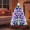 imagePrelit Fiber Optic Christmas Tree Artificial Xmas Tree with Auto Flashing Lights ampamp Folding Metal Stand Lighted Holiday Decoration for Home Office Party Green