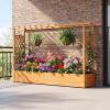 imageCHEFJOY 45Inch Raised Garden Bed Wood Garden Freestanding Elevated Planter with Hanging Roof Drainage Holes for Vine Climbing Plants Flowers Planter Box with Trellis for Garden Patio Yard1