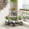 imageGRAFFY Metal Corner Plant Stand 3Tier Plant Ladder Shelf Quarter Round Plant Display Holder for Indoor Outdoor Storage Shelf Multiple Flower Rack for Yard Garden Patio Balcony