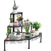 imageGRAFFY Metal Corner Plant Stand 3Tier Plant Ladder Shelf Quarter Round Plant Display Holder for Indoor Outdoor Storage Shelf Multiple Flower Rack for Yard Garden Patio Balcony